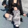 White Black Faux Fur Leg Warmers Boot Covers Goth Solid Leg Socks Punk Jk Knee-Length Hip Hop Hot Girl Fashion Warm Sock Gift
