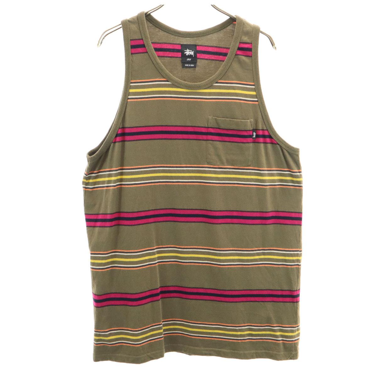 

STUSSY No sleeve Tank top L Khaki Men s Used