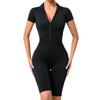 Women's Waist-Hugging Open-Neck Short-Sleeve Mesh Patchwork Yoga Jumpsuit - Fitness Sportswear