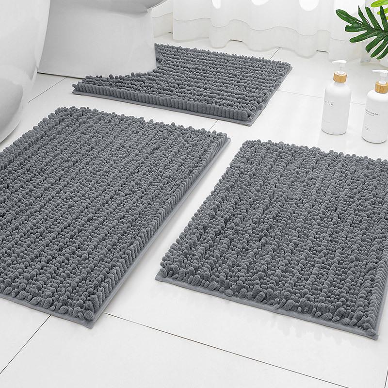 Chenier Solid Color Long Hair Bedside Mat Bedroom Carpet Bathroom Absorbent Floor Mat Bathroom Non-Slip Foot Mat Toilet Door Mat