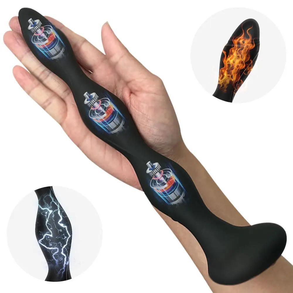 Electric Shock Anal Plug Prostate Massager Intelligent Heating Butt Plug Female Masturbator Anal Bead Erotic Sex Toys for Couple