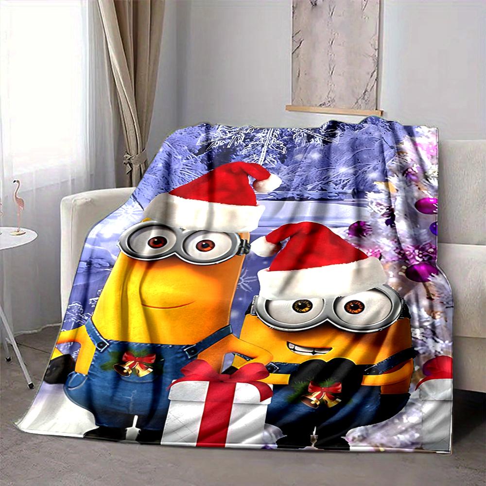 1Pc Christmas Minions Celebration Blanket Soft And Comfortable Casual Warm Camping Travel Christmas Halloween Gift M91753