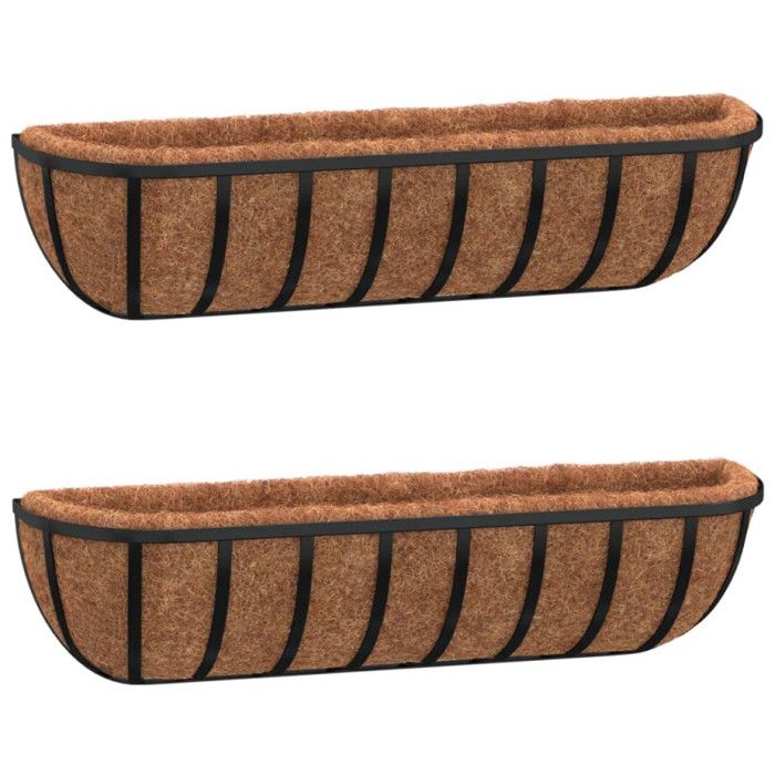 VidaXL Jardinières murales 2 pcs en coco noir 91x20x23 cm acier 319356