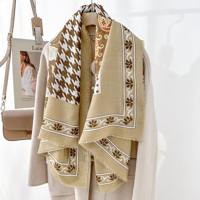 

130 beard removal square scarf spring and summer fashion silk scarf retro women s high-end printing outer shawl 130*130