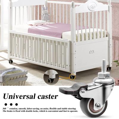 5Pcs 1.5"/2" Stem Swivel Casters M8 X 15mm Threaded Stem Wheel Rubber Castors No Noise Furniture Castors Replacement for Baby Bed Table Shelf