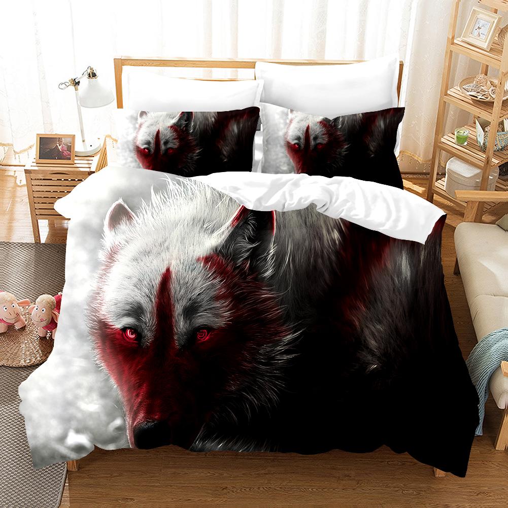Milky Way Duvet Cover Set Bedding 3D Print Starry Sky Indian WolfAnimalsBed CoverComfortable Home Textile