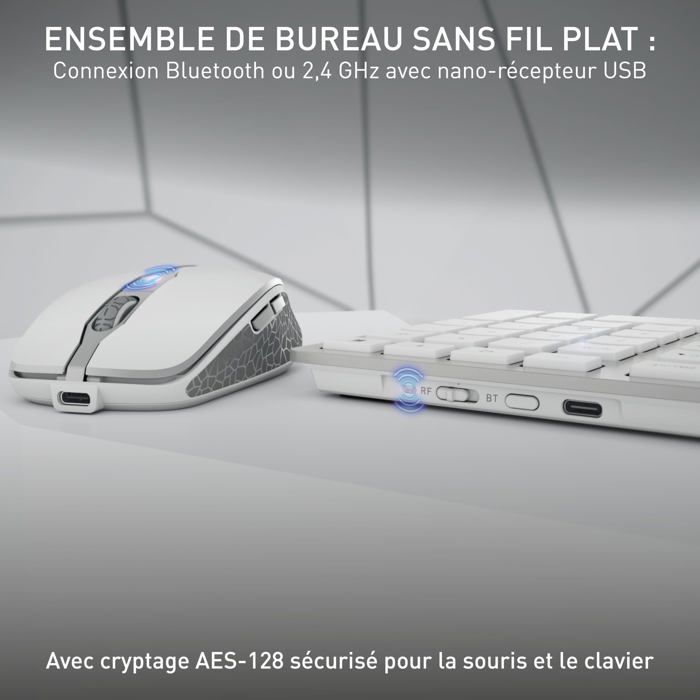 Ensemble Clavier Et Souris Sans Fil - CHERRY - DW 9100 SLIM - QWERTY US - 2.4 GHz - Bluetooth 4.0