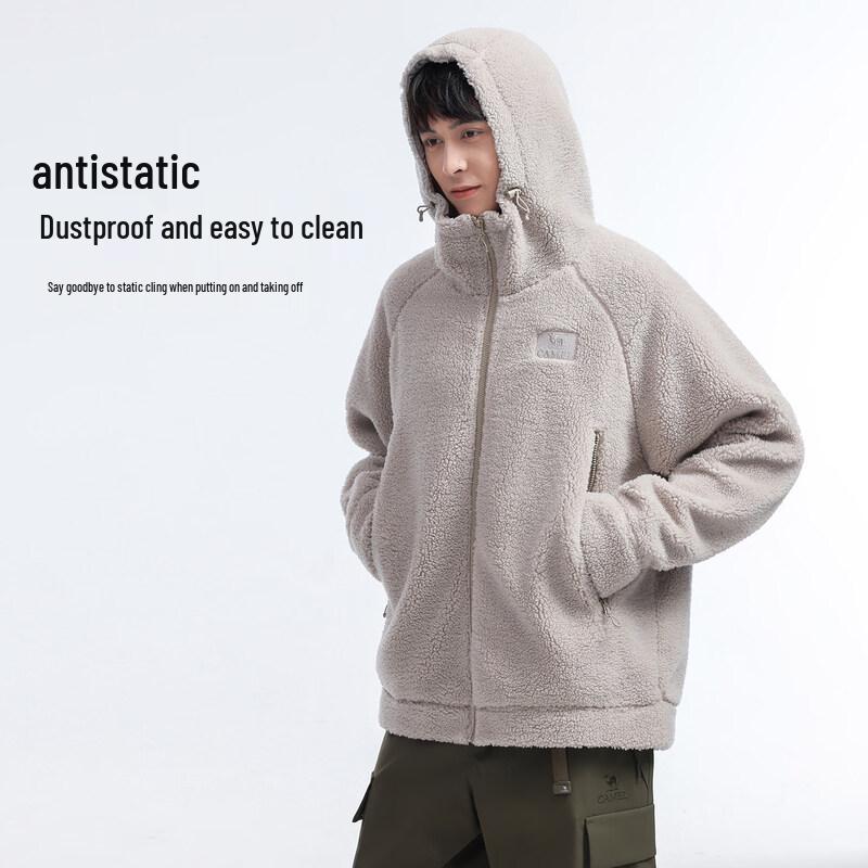 Camel Outdoor Windproof Warm Fleece Hooded Jacket S