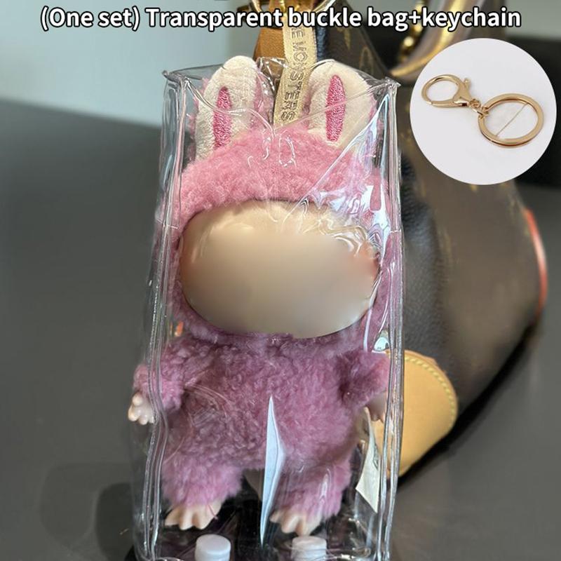1Pc Transparent Mystery Box Keychain Wallet Organizer Box Labubu Dolls Storage Pouch Keychain Bag Storage Pouch
