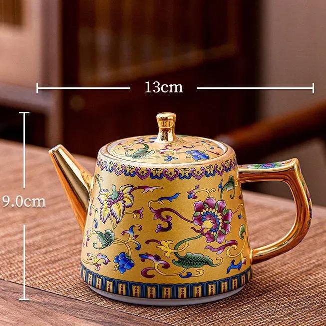 

Керамический чайник с золотой ручкой – большой емкости, эмалированный чайник для офиса и дома с фильтром Yellow