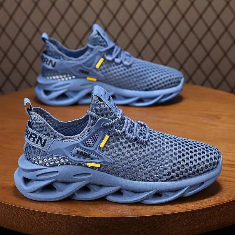 Young and young simple solid color trendy and breathable sports shoes summer men's shoes mesh thick sole light casual shoes