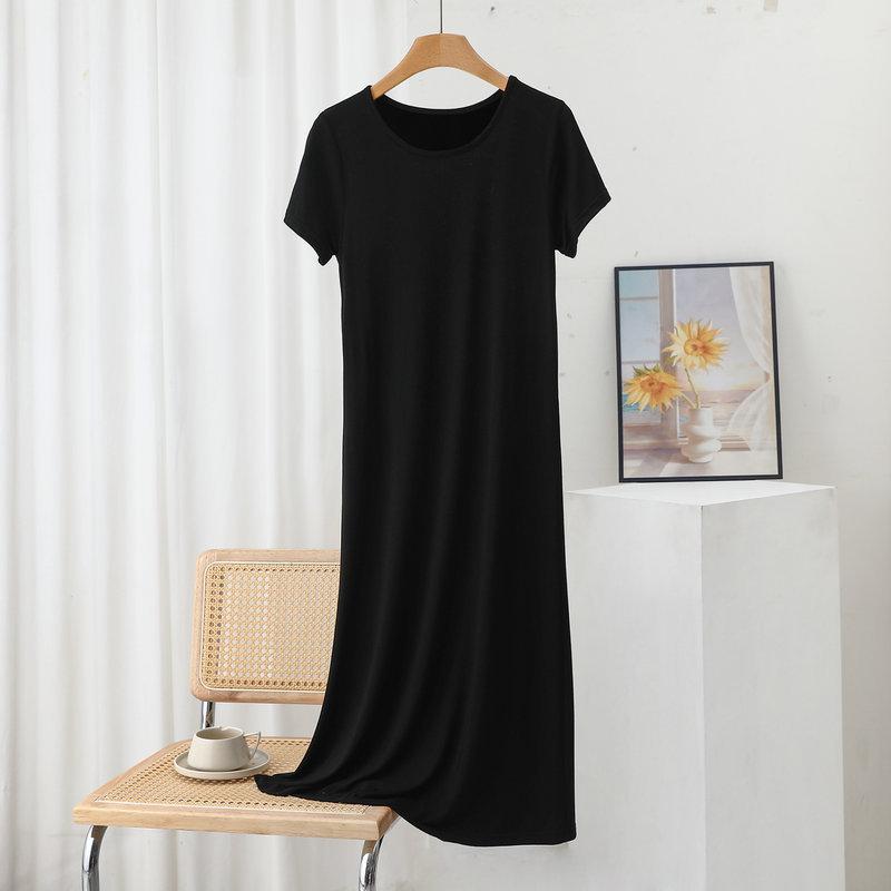 New Short-sleeved Crew Neck Nightdress Women's Summer Modal Dress Summer Long A-shaped Dress