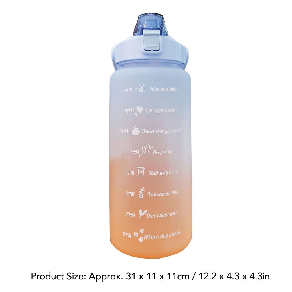 Straw Bottle Leakage Proof Frosted Gradient Color Open Sports Water Cup with Handle Clear Scale 2000ml