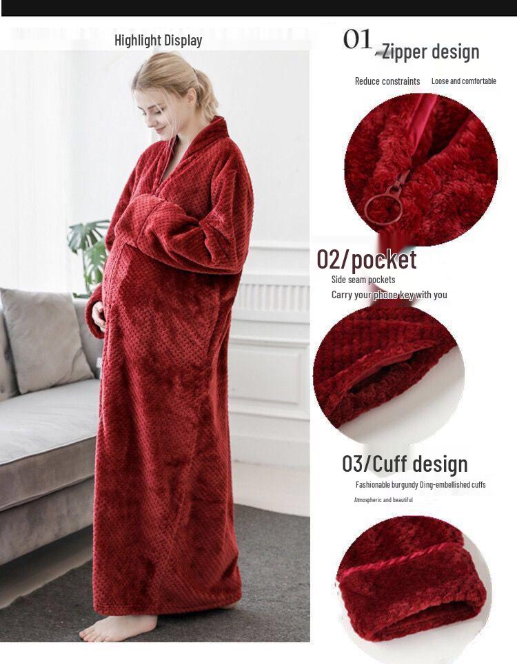 Flanell-Bademantel für Paare: Verdicktes, Überlanges, Übergrößen-Nachthemd für Männer und Frauen