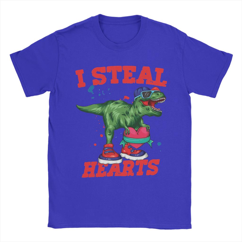 I Steal Hearts Trex Dino Cute Valentines Days T Shirt Unisexs Street Style Cotton TShirts Summer O Neck Hipster Tees Big Size Tops