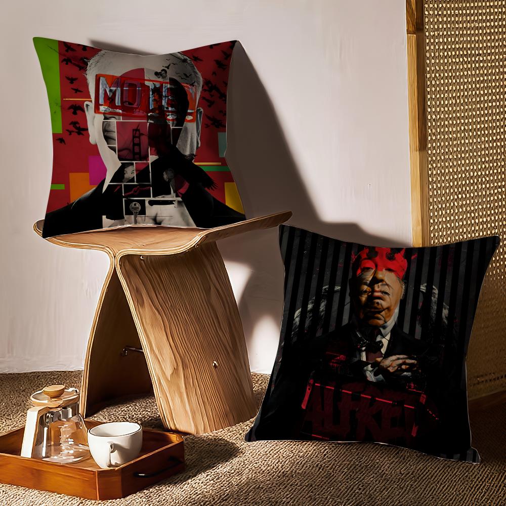 Alfred Hitchcock Cushion Cover Anti-dustmite Pillowcase Invisible Zipper Silky Short Plush Sofa Cushion Cover