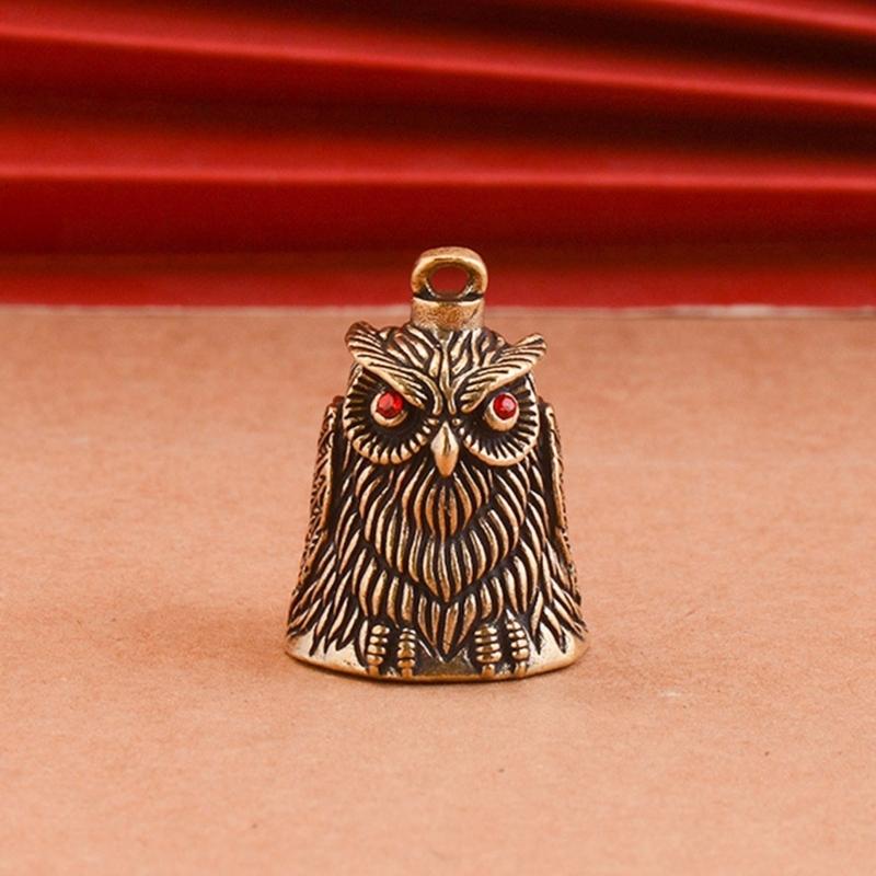 Artistic Owl Shape Metal Windchimes Bells Antique Keychain Pendant Elegant Bag Good Luck Ornament Craft Decors Gift