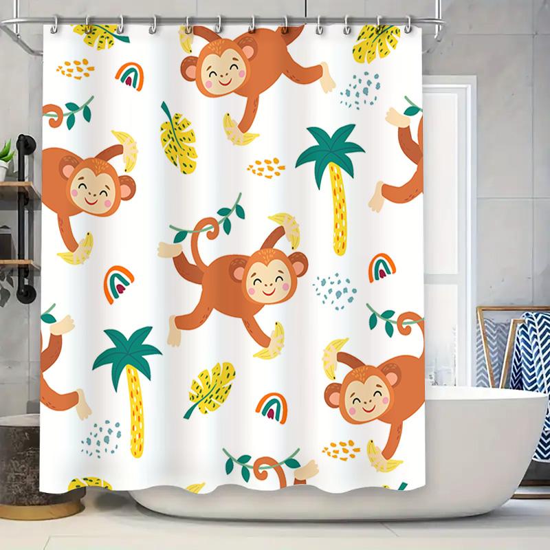 

Шторка для душа на тему животных с мультяшными обезьянками, красочный современный дизайн для декора ванной комнаты для детей или взрослых 90x180cm