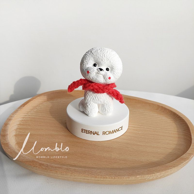 Car Perfume Decoration Dashboard Bichon Frise Dog Car Interior Ornaments Aromatherapy High-End Table Decoration Gift Fragrant Stone Bichon Frize Figurine