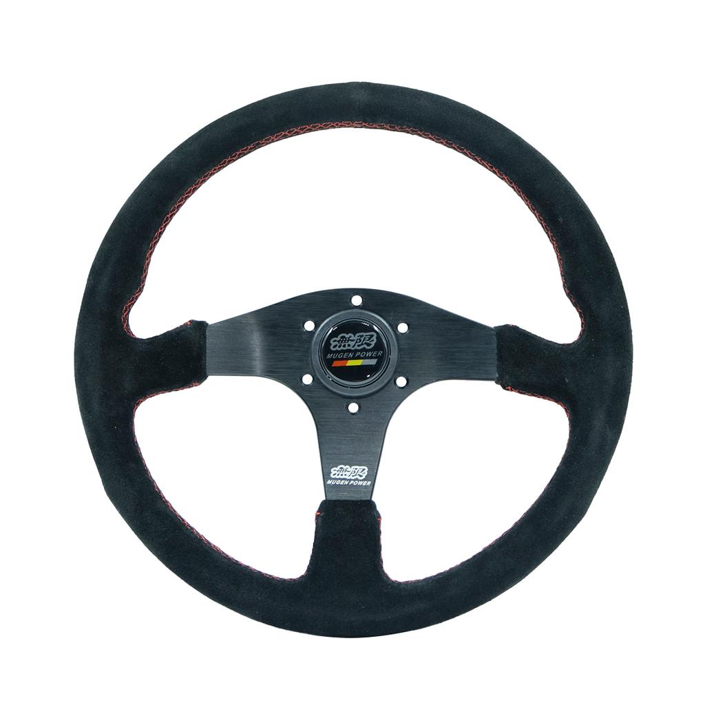 Modification de Voiture Volant de Course en Cuir Daim, Sport de Compétition 14 pouces Mugen Plat Universel