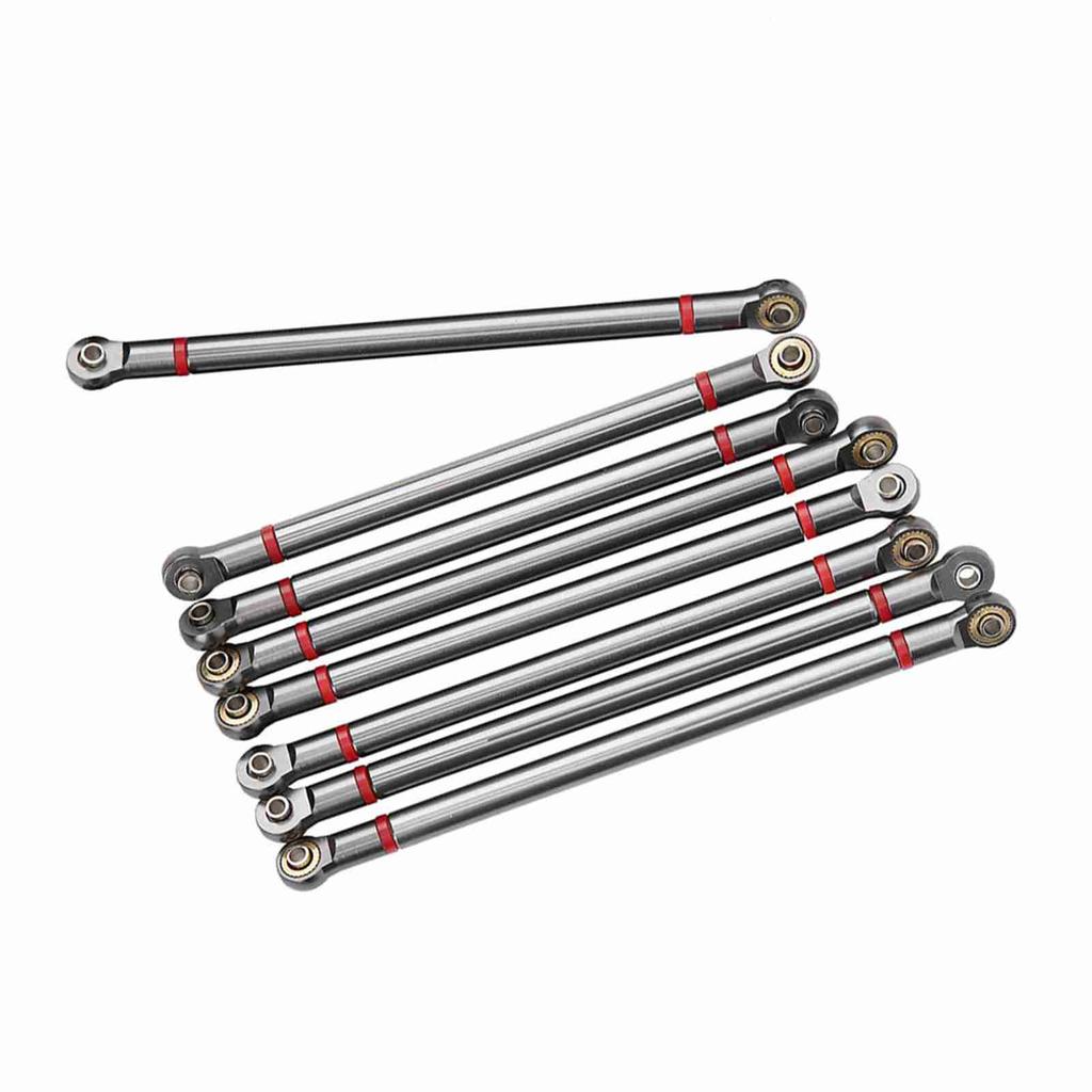 8Pcs Aluminium Alloy Link Rod for SCX10 1 10 313mm Wheelbase RC Crawler Car (Titanium Color)