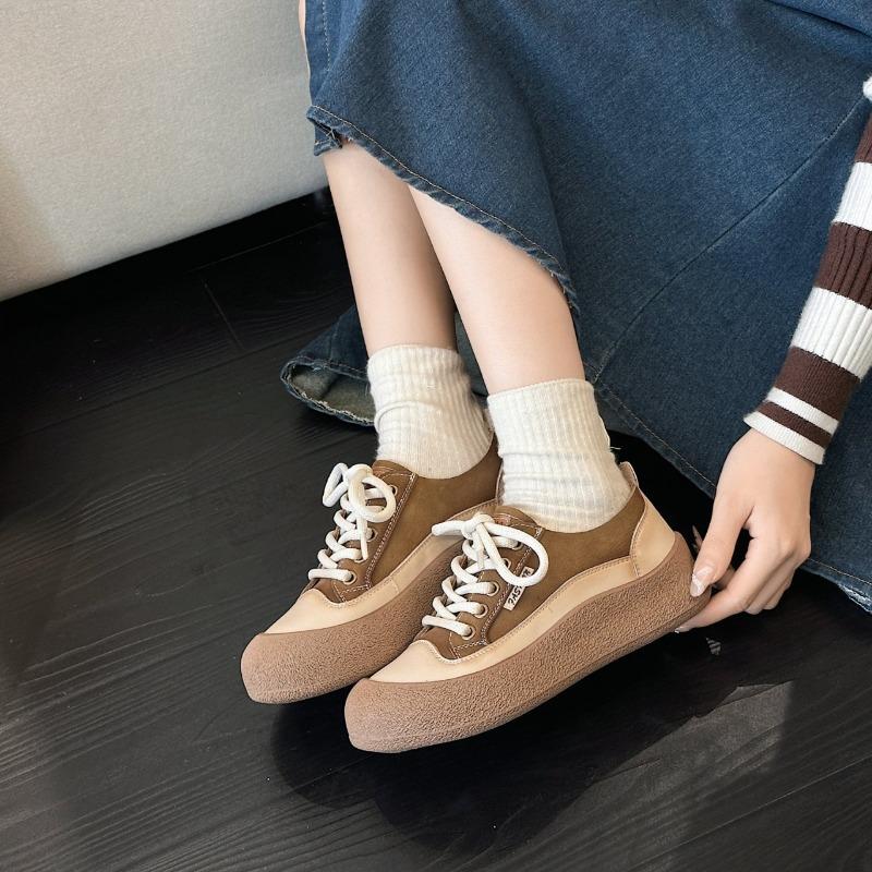 The first layer of cowhide retro little white shoes women's flat bottom new spring and summer platform single shoes sports and leisure board shoes