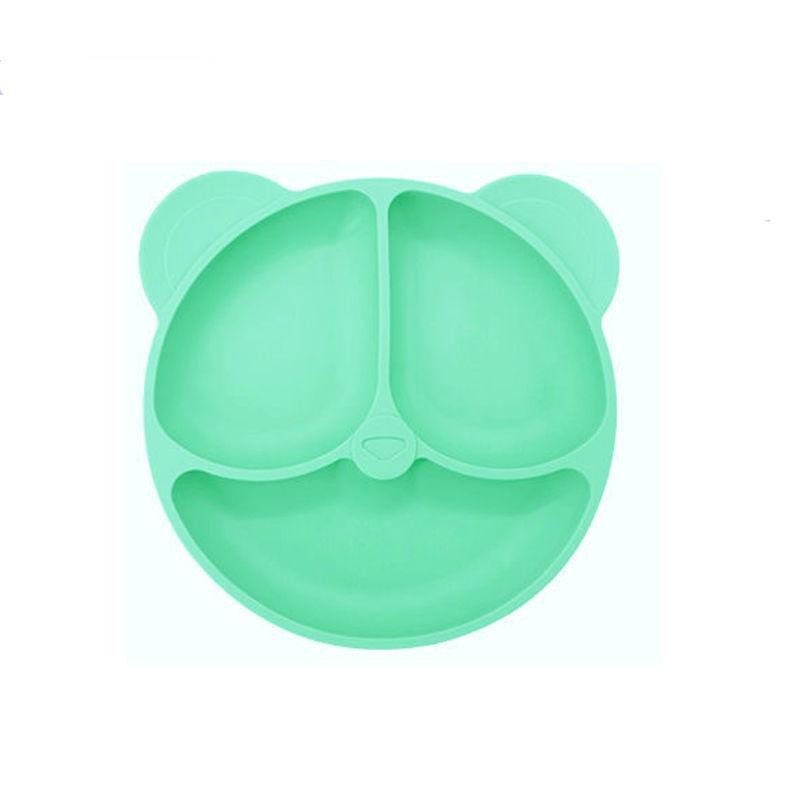 1pc 20x20x3cm Cute Bear Baby Food Supplement Tableware - Food Grade Silicone Suction Cup Dinner Plate Fall-proof Food Bowl
