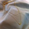 Double-Layer Heart and Snake Bone Necklace - Titanium Steel, Non-Fading, Trendy Minimalist Style for Women
