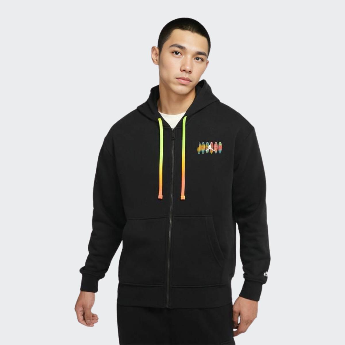 Мужская толстовка с капюшоном Jordan с карманом-кенгуру и цветным принтом — фото 3