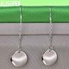 925 Sterling Silver Simple Polished Round Pendant Earrings - Fashionable Banquet Jewelry