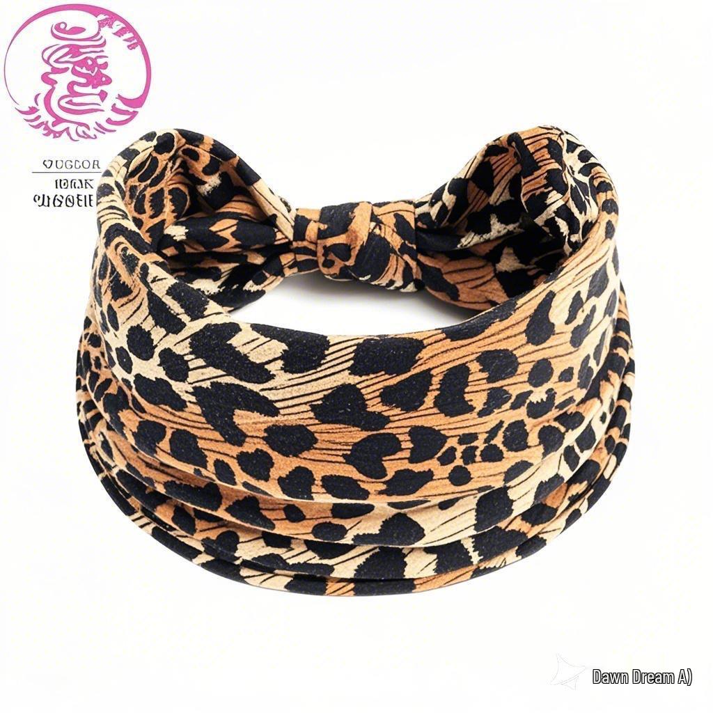 Leopard Print Knotted Elastic Headband: Autumn/Winter Hot Girl Style, European & American, Wide-Brimmed, Sweat-Absorbing Sports Headscarf