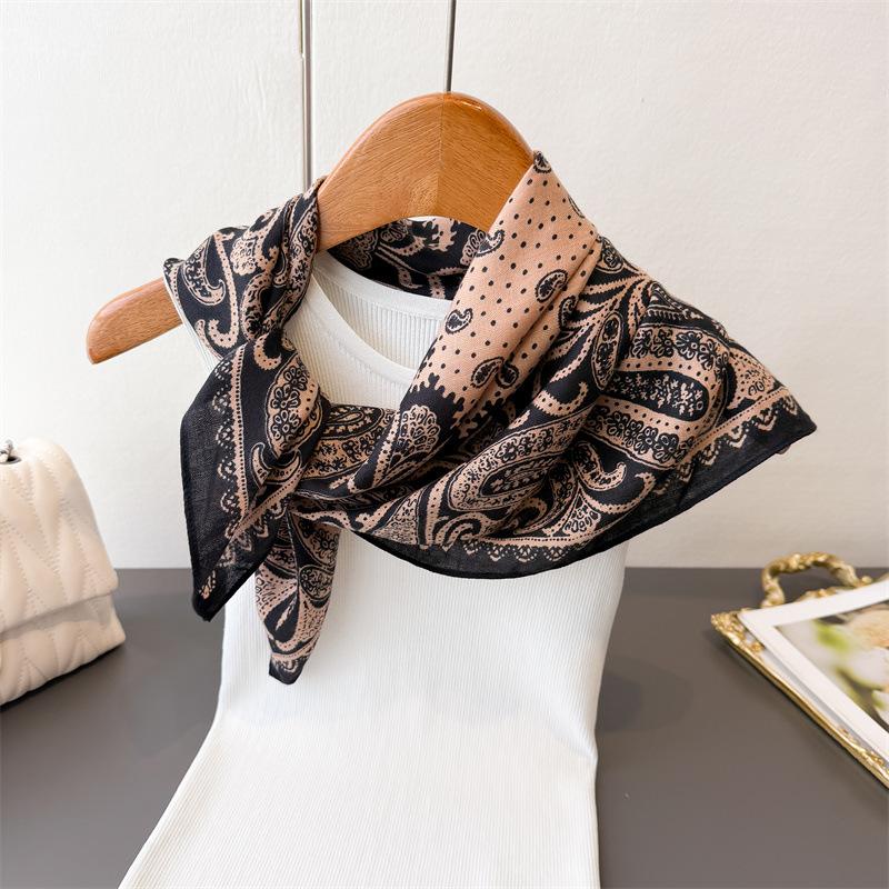 Fei pattern Pace herringbone pattern cotton and linen small square scarf silk scarf imitation velvet headscarf shawl sun protection scarf women's scar