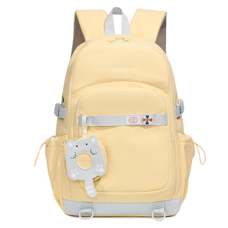 Cute Pink School Backpack with Front Pocket Casual Daypack for Girls Students Daily Use