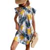 A New Summer Printed V-neck Short-sleeved Loose Dress for Women