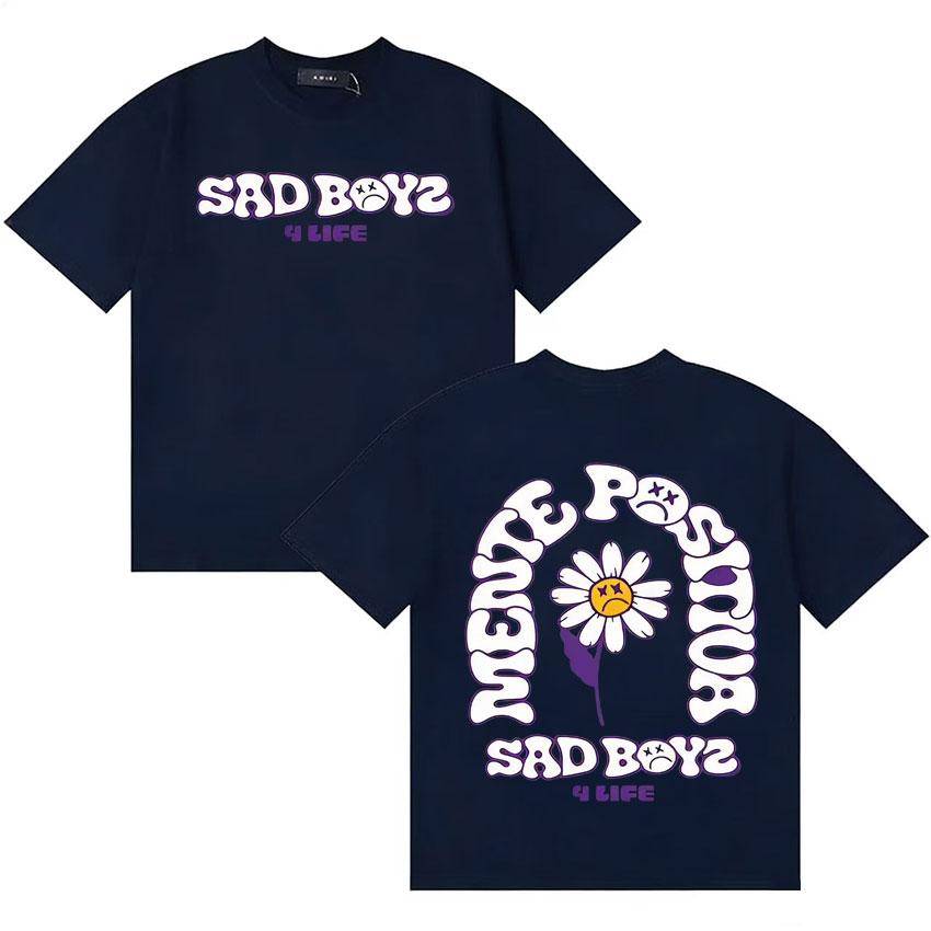 Singer Junior H Sad Boyz 4 Live Graphics Cotton T Shirt Unisex Women Short Sleeve Casual Hipster Double Sided Print Gothic Cozy Tee