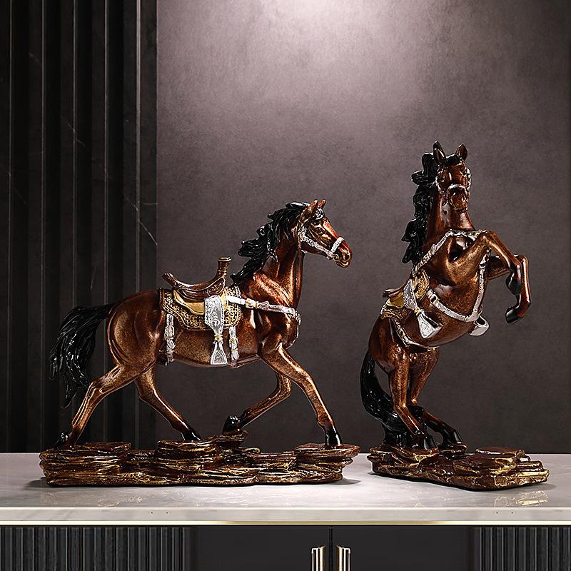 Artizanat din Rășină Sculptură Animal Simulare Cal Stil Chinezesc Retro Statuie Cal Figurine Decorative Decorațiuni Casă