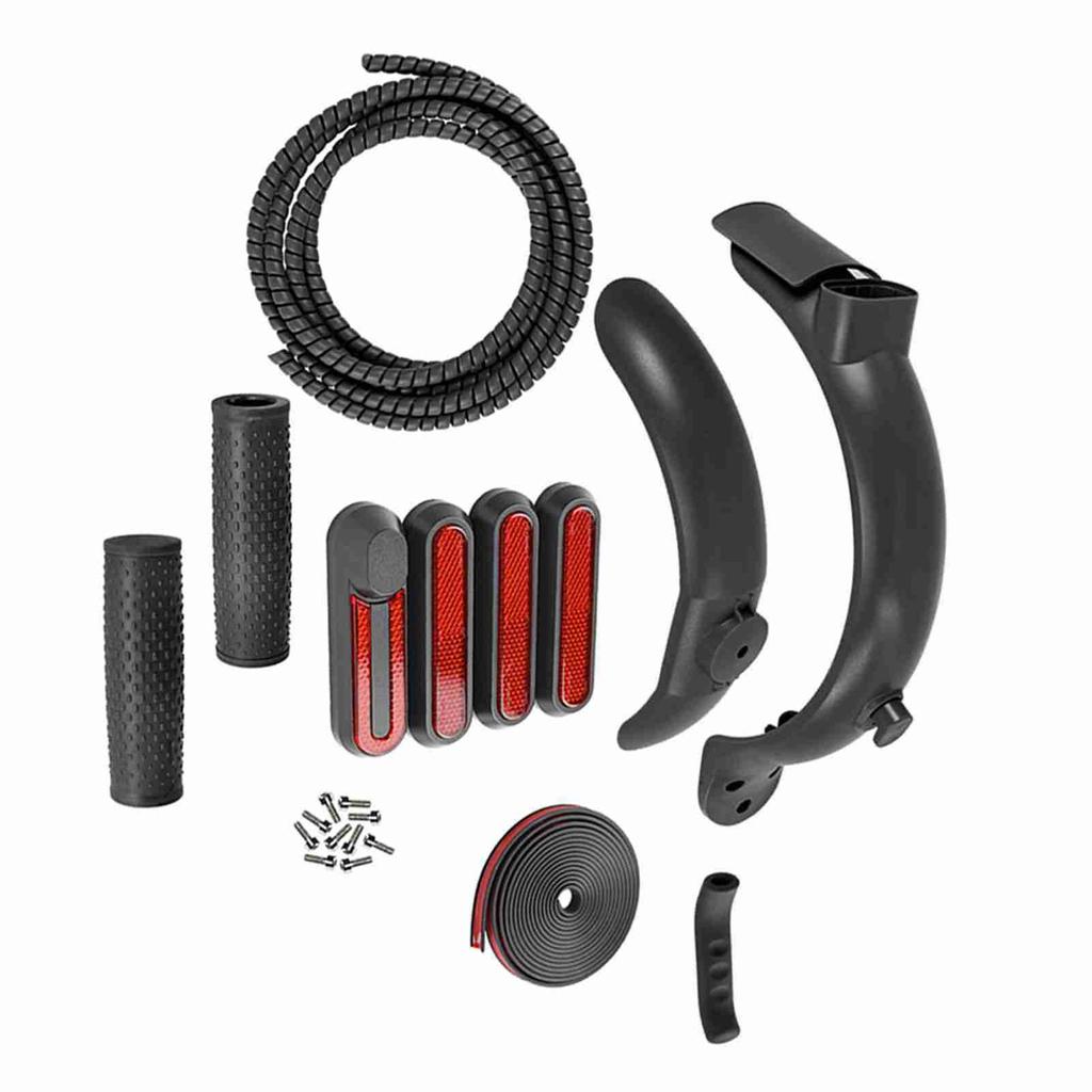Elektroroller Schutzblech-Set vorne hinten mit Seitenabdeckungen Handbremsabdeckung Antikollisionsstreifen für M365 Pro Electric