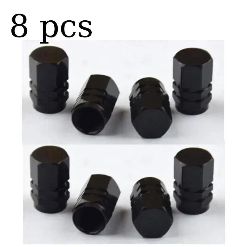 4/8Pcs Car Wheel Tire Valve Stems Caps Aluminum Alloy Tyre Rim Stem Covers Airdust Waterproof for Auto Motorcycles Trucks Bike 8pcs Black