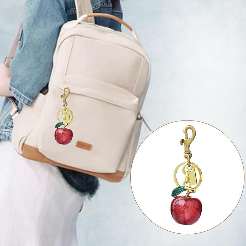 Äpple nyckelring, väska handväska berlock nyckelringar för kvinnor röd rosa blå svart handväska berlocker metall smycken present