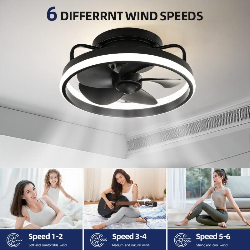 13Inchs Ceiling Fan With Light For Kitchen Toilet Small Room Strong Wind Motor Fan With LED Light