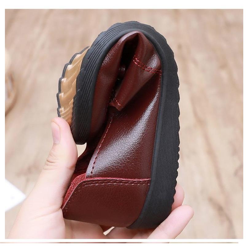 Cheap Ballet Flats Women's Loafer Faux Leather Shoes Ladies Moccasins Grandma Bow Barefoot Soft Walking Slip On Shoes for Nurses