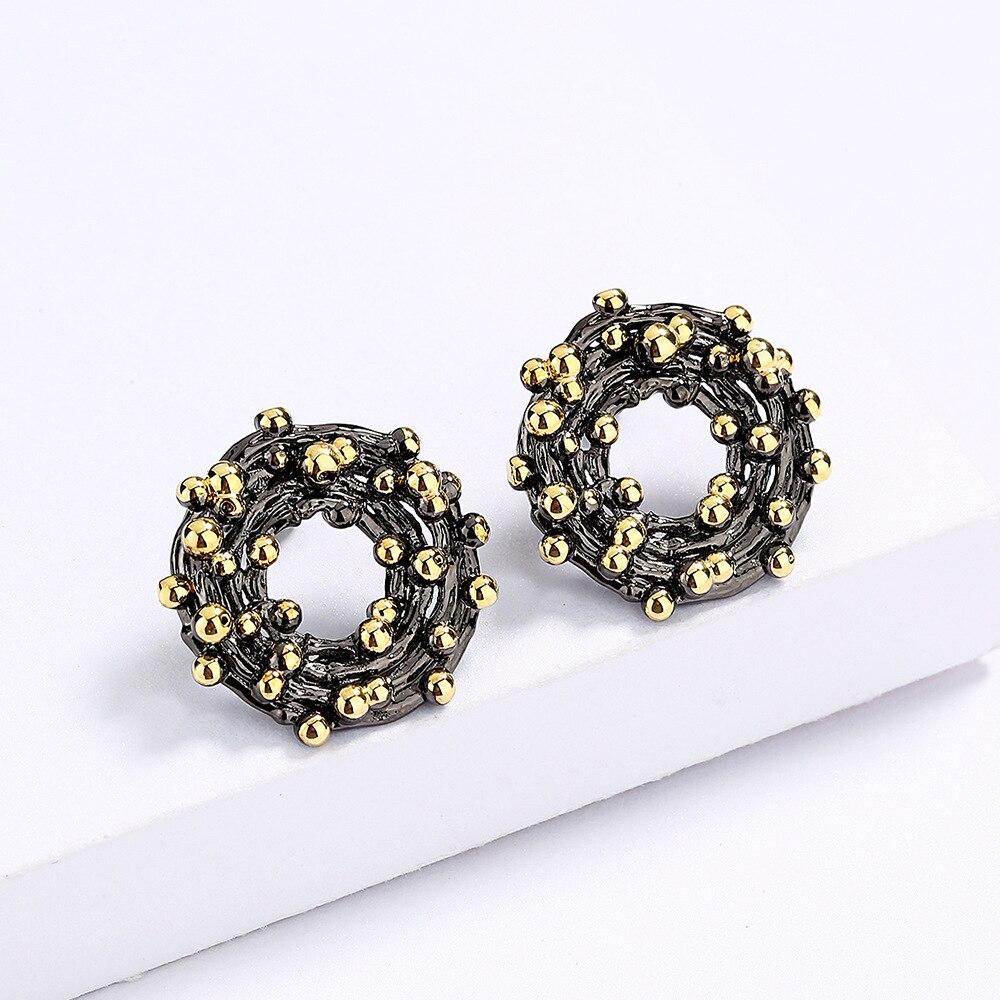 Bohemian Handmade Earrings Colorful Rice Beads Earrings Circle Geometric Black Gold Earrings Party Jewelry Women's Earrings