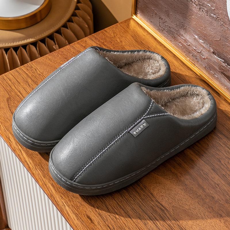 Elderly Waterproof Cotton Slippers Men's Bag Heel Indoor Home Non-slip Warm Household Wool Cotton Shoes Winter Large Size Women