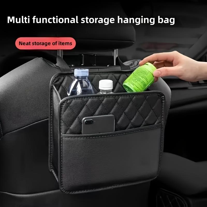 1pc Car Seat Back Storage Bag - Faux Leather Hanging Organizer, Stylish Car Accessory, Multifunctional Car Storage Bucket, Car Seat Storage Box