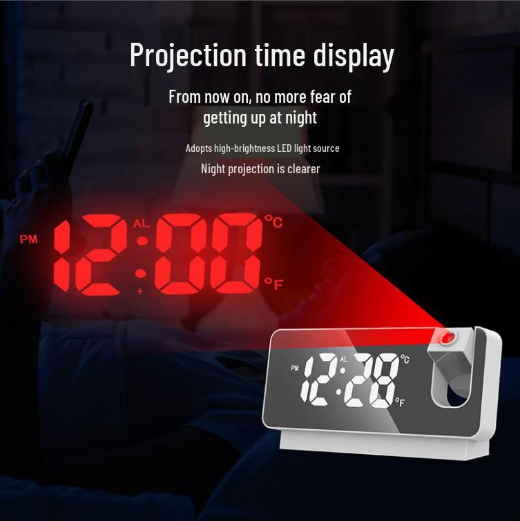 Multifunctional LED Projection Alarm Clock with Large Screen