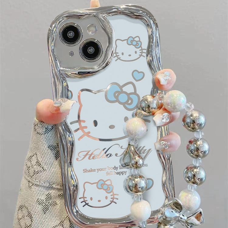 Hello Kitty Bracelet Is Suitable for Apple 15 Mobile Phone Case Iphone14promax Electroplated Silver 13/12 Silicone Anti-drop 8.
