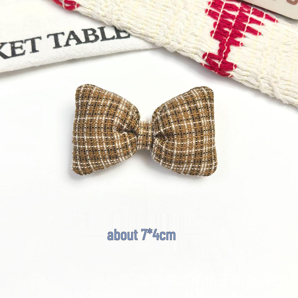 New Cotton-Filled Plaid Bow Knot Hair Clip & Scarf Decoration - Korean Style DIY Jewelry