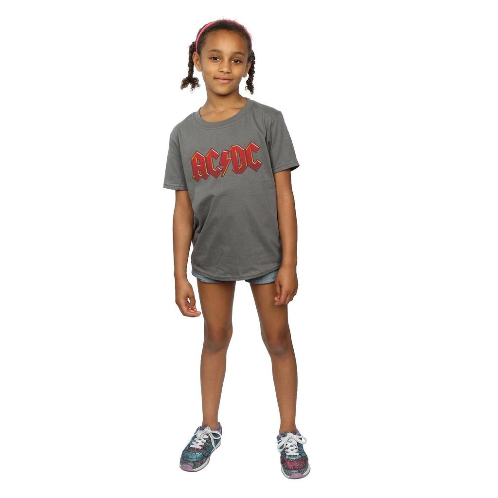 AC/DC Girls Dark Red Logo Cotton T-Shirt