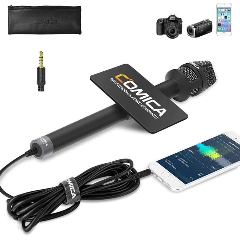 

interview microphone COMICA HRM-S condenser microphone External microphone for smartphone all metal Unidirectional Handheld Microphone Reporter
