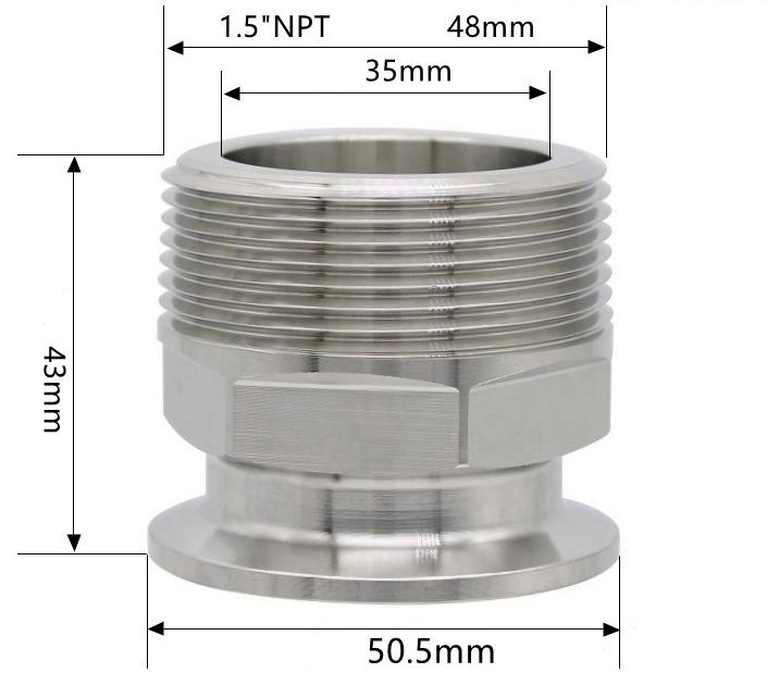 1/4" 3/8" 1/2" 3/4" 1" -4" NPT Male X 0.5" 0.75" 1.5" 2" -4" Tri Clamp Connector Pipe Fitting 304 316L Stainless Steel Sanitary